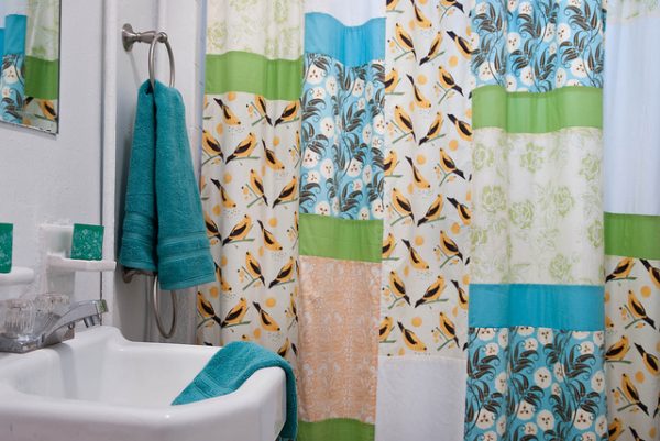 closed shower curtain