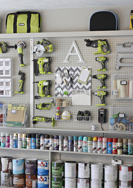 diy pegboard baskets and shelves