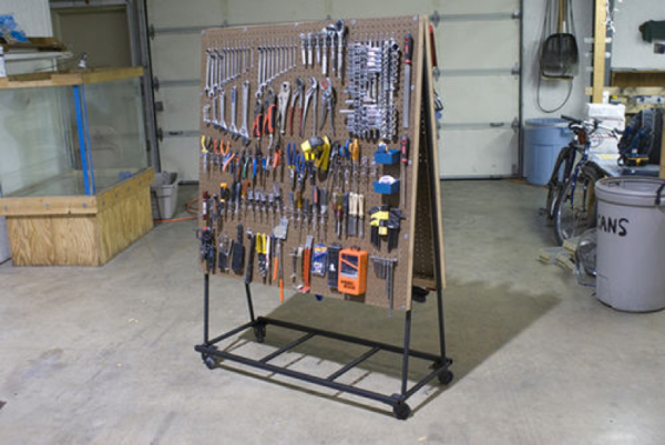 diy pegboard tool cart with wheels