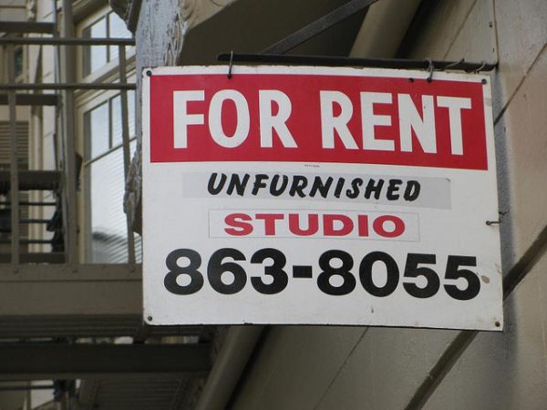 unfurnished studio for rent sign