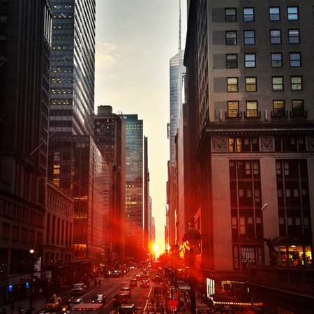 manhattan, new york at sunset