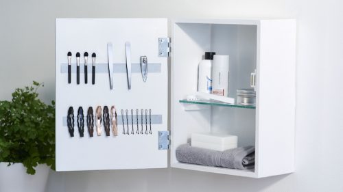 medicine cabinet magnetic strip storage hack from tesco living