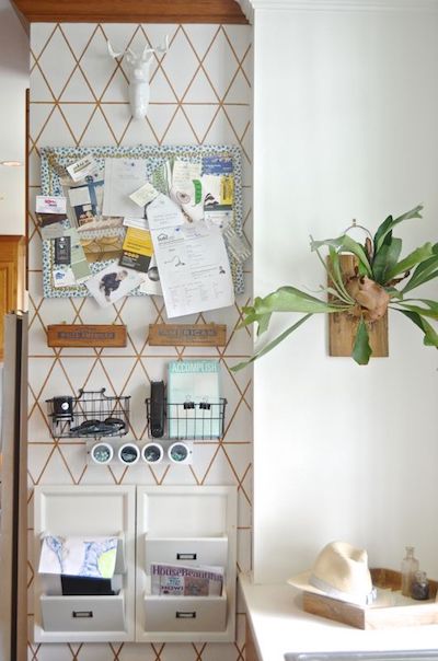 an organized command center in a family kitchen 