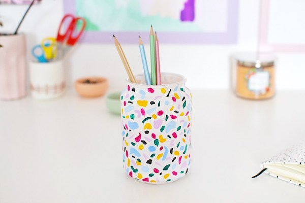 DIY terrazzo pencil holder