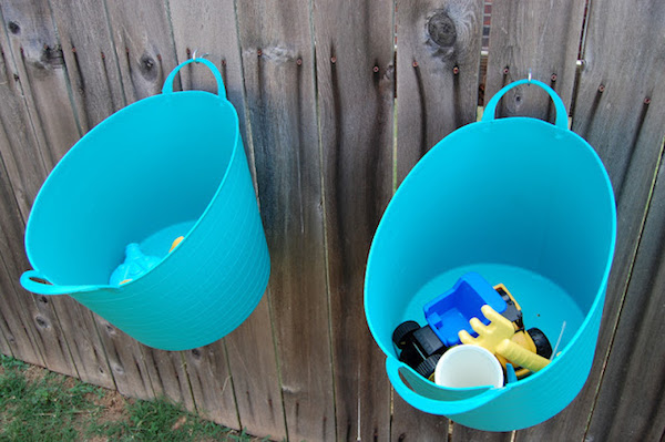hanging outdoor storage buckets