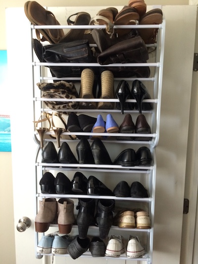 shoe rack on back of closet door