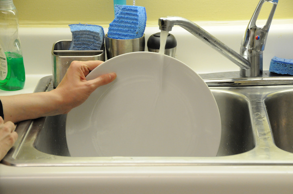 washing dishes from camping