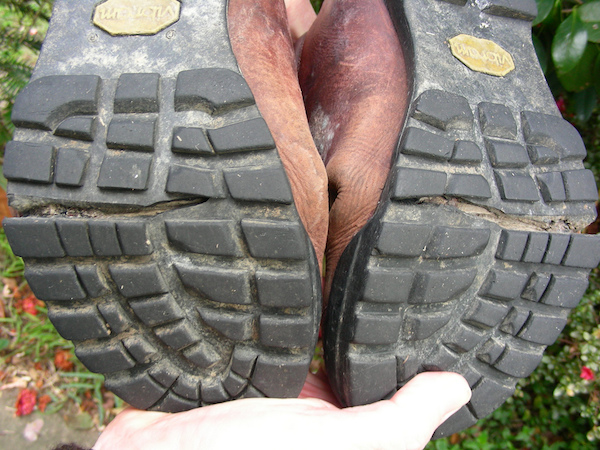 damaged hiking boot soles