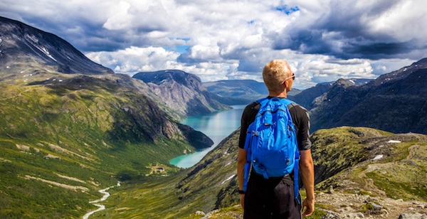 male hiker backpack