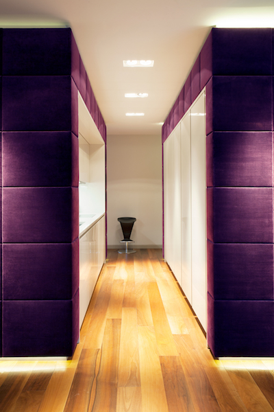 royal purple hallway walls