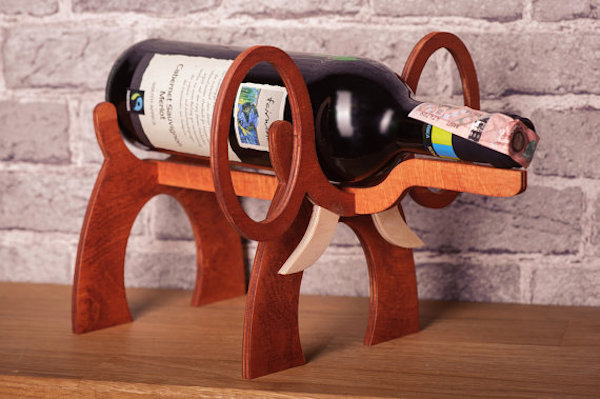 wooden elephant wine bottle holder