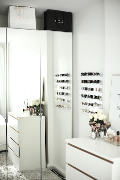 a large wardrobe with mirrors