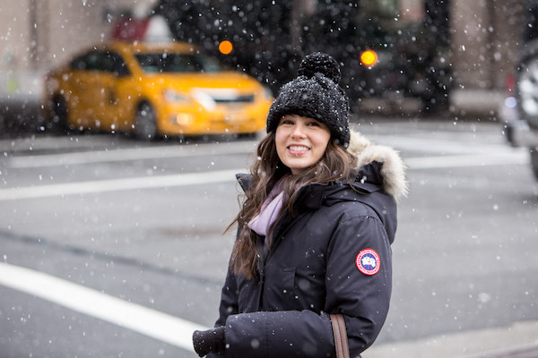 Juliet from cool cousin smiles in the snow