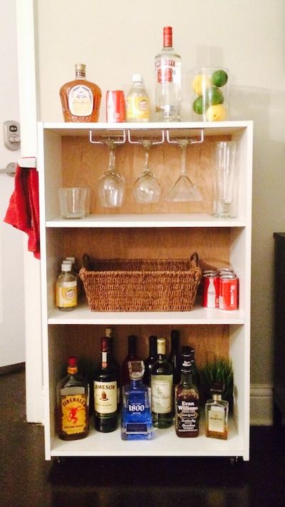 bookcase liquor bar storage