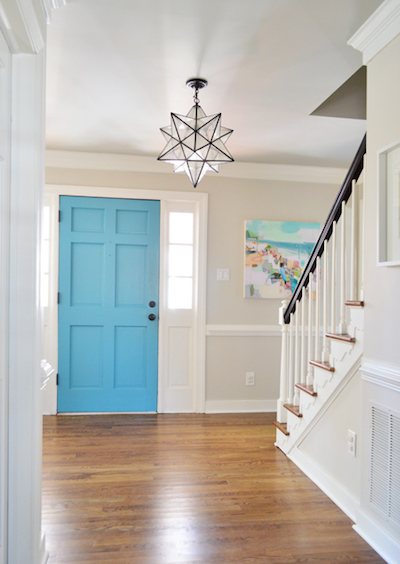 bright blue interior of front door