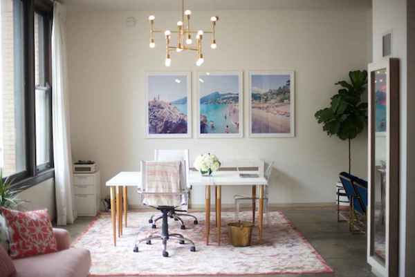 modern pendant light in bright new office