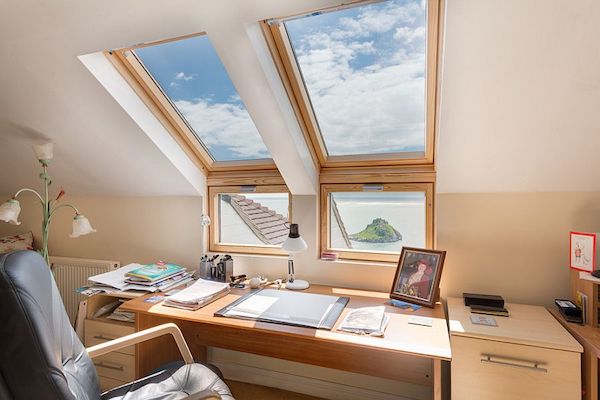 home office with skylight for natural light