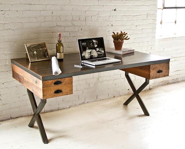 reclaimed wood office desk