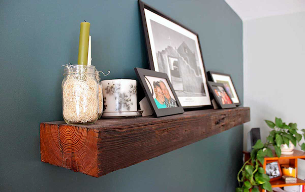 salvaged wood shelf