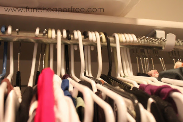 flipped clothing hangers for organization