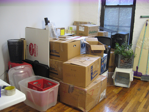 boxes stacked and packed for moving