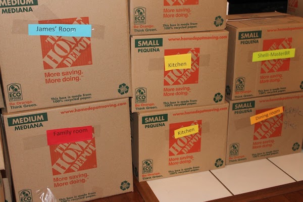home depot moving boxes labeled and color coded