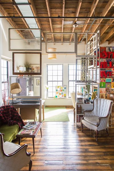 loft with large bare windows