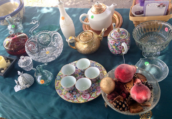 yard sale with vintage sea set