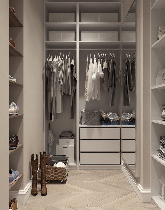 a white walk-in closet