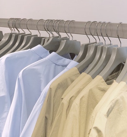 clothes hanging in a closet