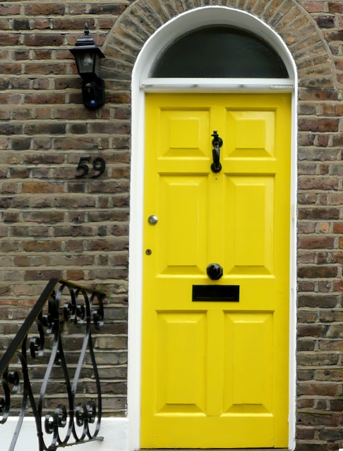 a bright yellow door