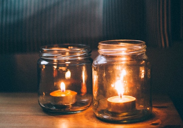 candles in a glass jar