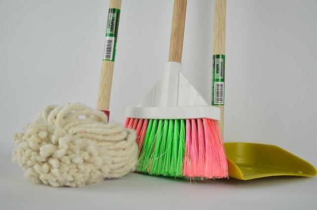 three brooms in a line