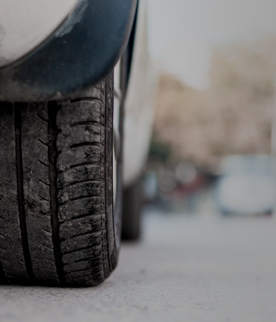 Winter tires on concrete