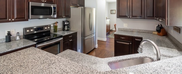 A panoramic view of a kitchen counter