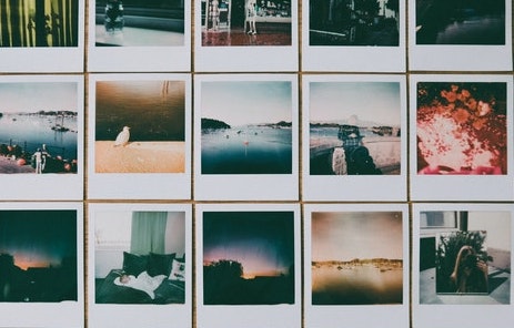 A photo wall with instagram prints