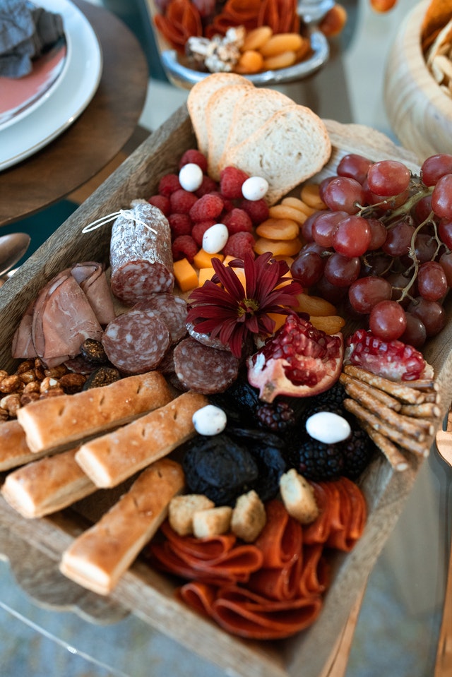A gorgeous charcuterie board on display
