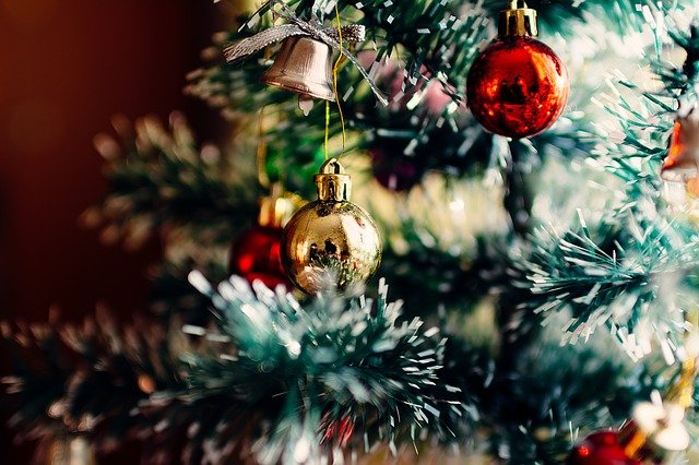Christmas ornaments on a Christmas tree
