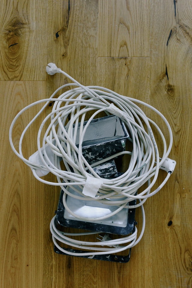 A bunch of entangled cords