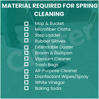 printable list of materials required for spring cleaning by Clutter