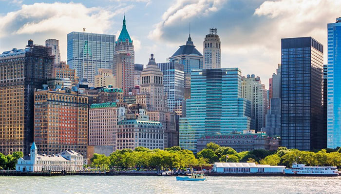 New York City with Manhattan Skyline over Hudson River