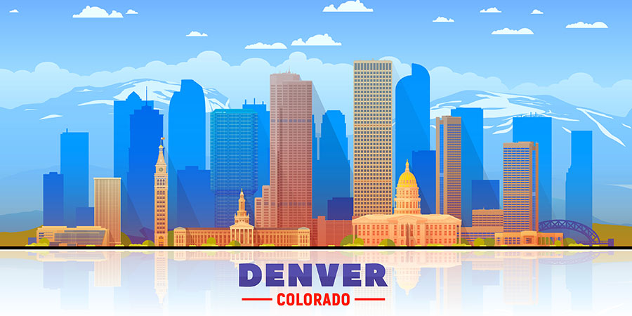 vector illustration of Denver, Colorado skyline
