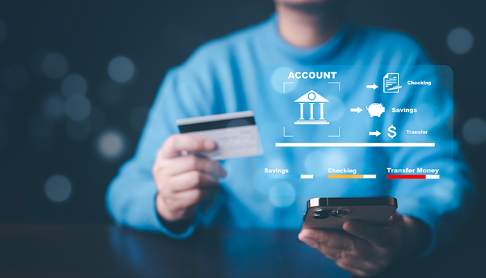 Person using smartphone for online banking