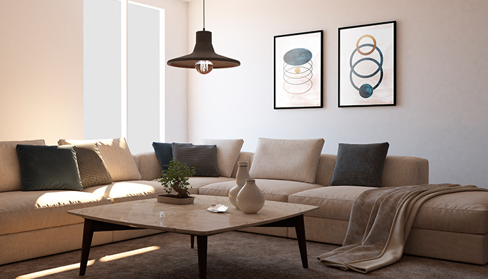 clean and organized living room